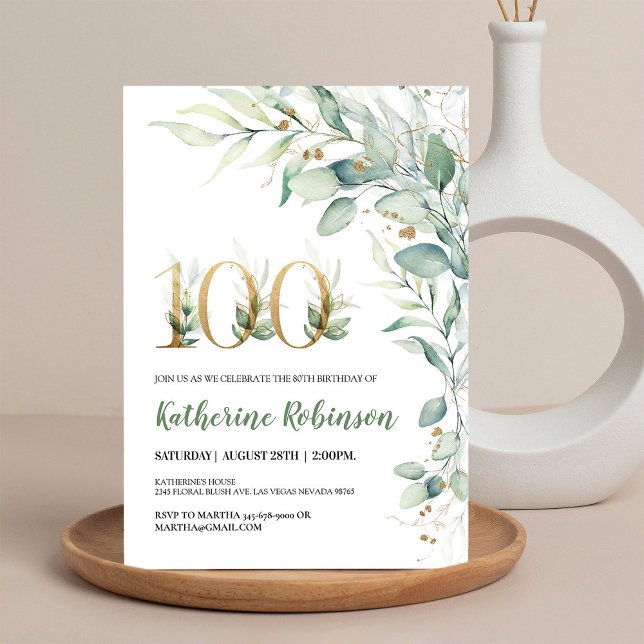 100th birthday invite for her Adult Birthday (Creator Uploaded)