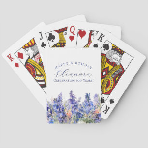 100th Birthday July Birth Flower Gift Custom Playing Cards