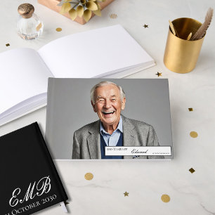 100th Birthday Male PhotoElegant Guest Book