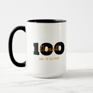 100th Birthday Mug,Milestone Gift,Name & Date Mug