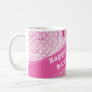 100th Birthday mug with pink rose flowers