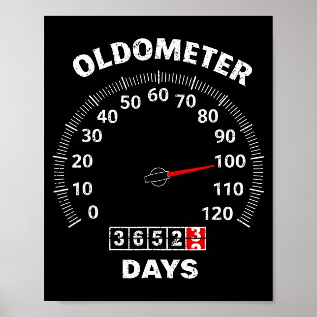 100th birthday oldometer zero to 100 years car poster (Front)