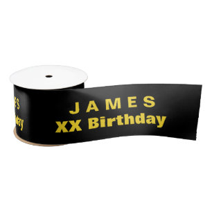 100th Birthday or ANY YEAR Custom Colour A11 BLACK Satin Ribbon