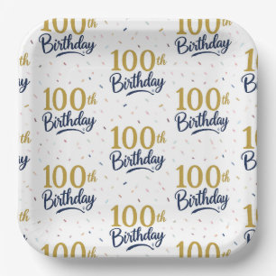 100th Birthday Paper Plates, Centennial Party Plate