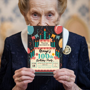 100th birthday party 100 years old celebration invitation