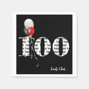 100th birthday party balloons napkin