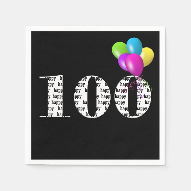 100th birthday party balloons napkin (Front)