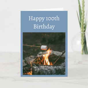 100th Birthday Party Camping Campfire Old Timer  Card
