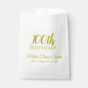 100th Birthday Party Favour Bags Personalised