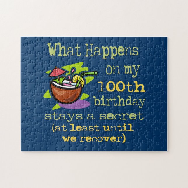100th Birthday Party Gifts. What happens on my 100 Jigsaw Puzzle (Horizontal)