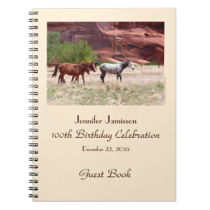 100th Birthday Party Guest Book, Horses in Canyon Notebook
