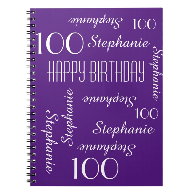 100th Birthday Party Guest Book, Repeating Names Notebook (Front)