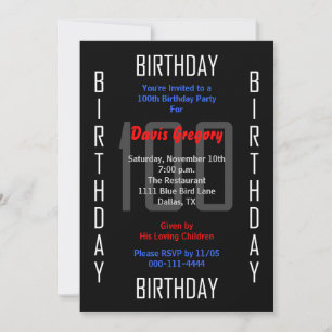 100th Birthday Party Invitation 100