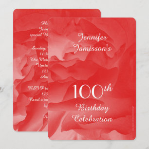 100th Birthday Party Invitation, Coral Pink Rose Invitation