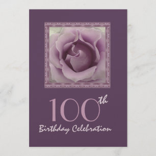 100th Birthday Party Invitation DREAMY PURPLE Rose
