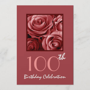 100th Birthday Party Invitation Red Roses