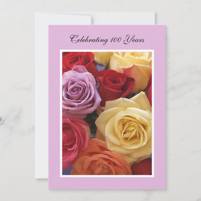 100th Birthday Party Invitation Roses (Front)