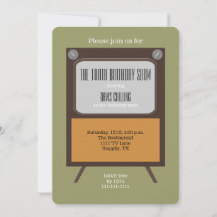 100th Birthday Party Invitation Vintage TV