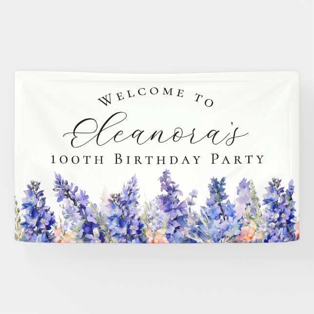 100th Birthday Party July Birth Flower Welcome Banner (Horizontal)