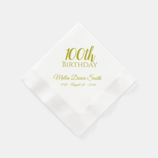 100th Birthday Party Napkins Personalised