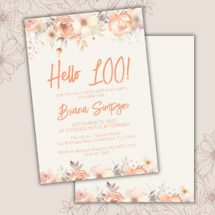 100th Birthday Party Peach Beige Ivory Floral Invitation