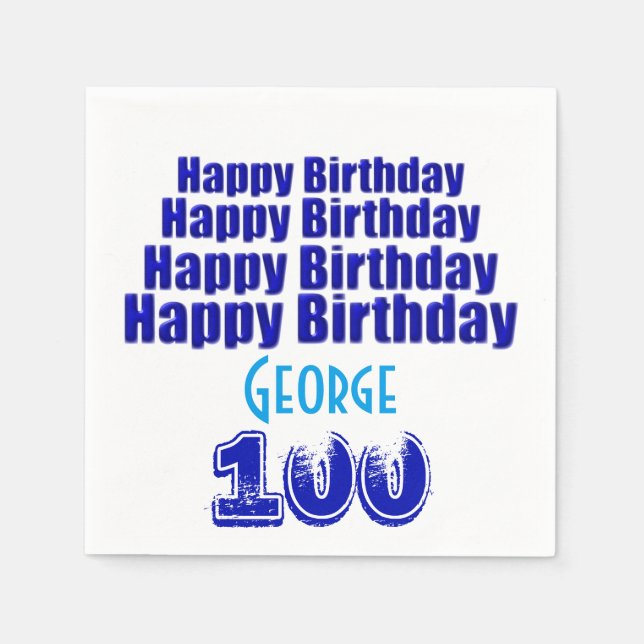 100th Birthday Party Personalised Paper Napkins (Front)