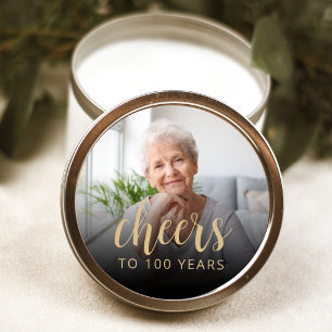 100th Birthday Party Photo Cheers Classic Round Sticker