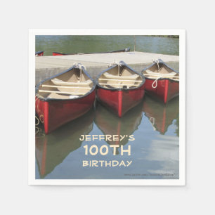 100th Birthday Party, Red Canoes, Name, Paper Napkin