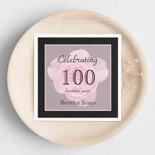 100th Birthday Party Rose Paper Napkins