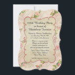 100th Birthday Party Scroll Frame w Vintage Roses Invitation<br><div class="desc">Celebrating a very special birthday? This 100th birthday party invite is easy to customise for your event. Shown here as a surprise party, you can change the wording to reflect your special celebration. Made from original, modern watercolor artwork that has been made to look centuries old. Inspired by antique French...</div>