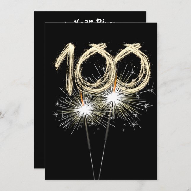 100th Birthday Party Sparklers Invitation (Front/Back)