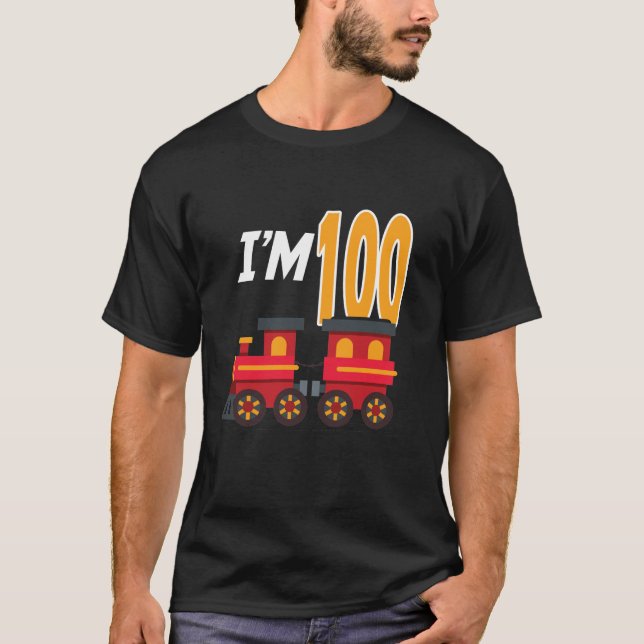 100th Birthday Party Train Toy 100 Year Old Funny  T-Shirt (Front)