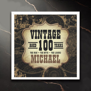 100th Birthday Party Vintage Theme Custom Name Napkin