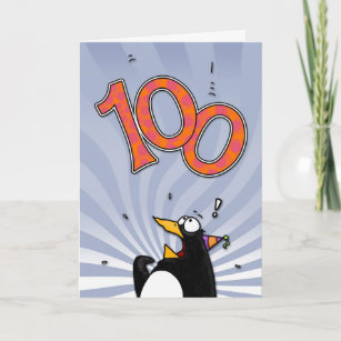 100th Birthday - Penguin Surprise Card