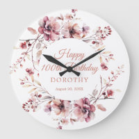 100th Birthday Personalised Burgundy Pink Floral