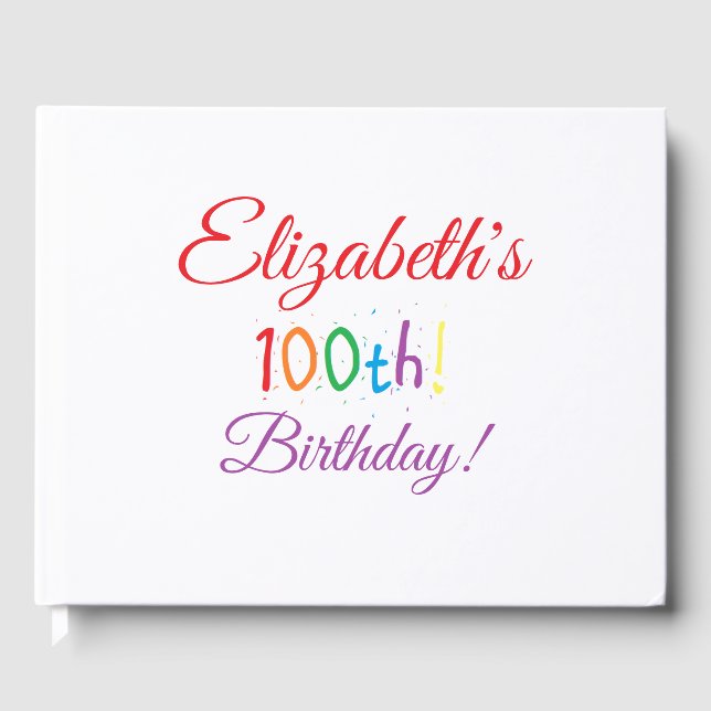 "100th Birthday" Personalised Guest Book   (Front)