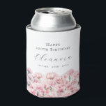 100th Birthday Pink Carnation January Birth Flower Can Cooler<br><div class="desc">Perfect table decor for a January birthday party. Carnation is the birth flower for that month. It forms a pretty watercolor floral bottom border on this festive personalized can cooler. The birthday celebrant's name,  age and birthdate are placed above it using elegant calligraphy and typography. All text is editable.</div>