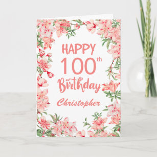 100th Birthday Pink Peach Peonies Floral Card