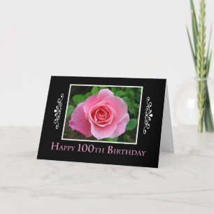 100th Birthday Pink Rose Card