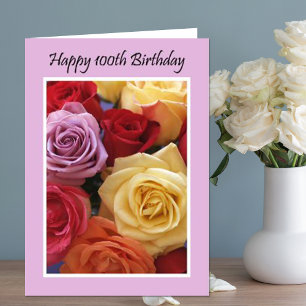 100th Birthday Pretty Roses Card