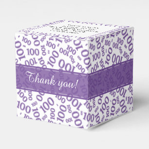 100th Birthday Purple/White Random Number Pattern Favour Box