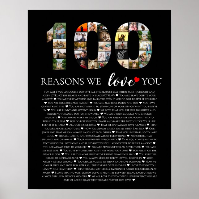 100th birthday reasons why we love you photo poster (Front)