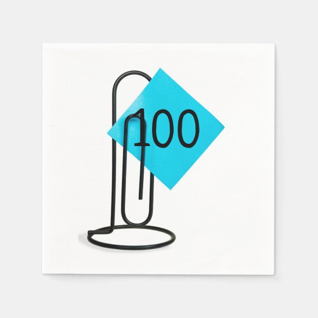 100th Birthday Reminder Note On a Paper Clip Napkin (Front)