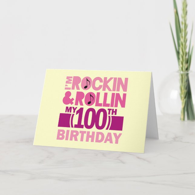100th Birthday Rock and Roll Design Card (Front)
