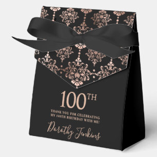 100th Birthday Rose Gold Elegant Thank You  Favour Box