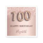 100th birthday rose gold glitter pink balloon text