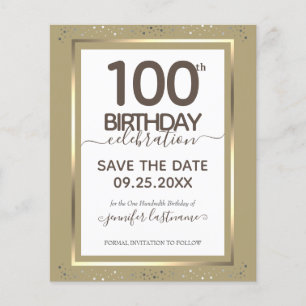 100th Birthday Save the Date Budget Invitation