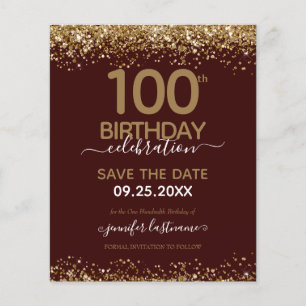 100th Birthday Save the Date Budget Invitation