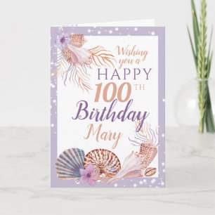 100th Birthday Seashell Coral Card