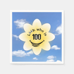 100th Birthday Summer Sunshine and Clouds Napkin